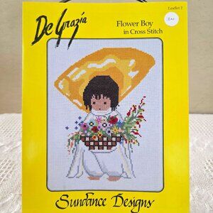 1983 Sundance Designs De Grazia Flower Boy in Cross Stitch Leaflet Pattern #2